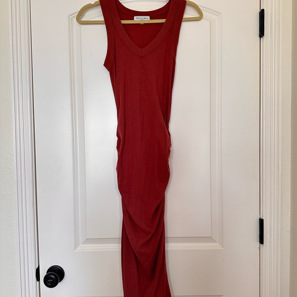 Red/Brown Sleeveless Midi Knit Dress